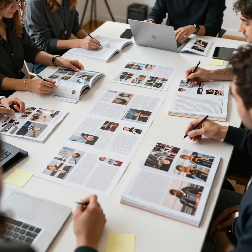 Editorial spread with balanced composition